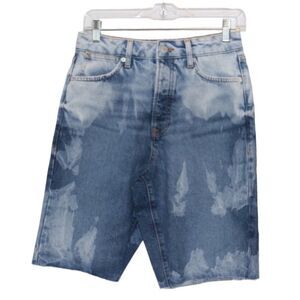 Topshop Blue & White Cotton Straight Jeans Shorts Men Size W28